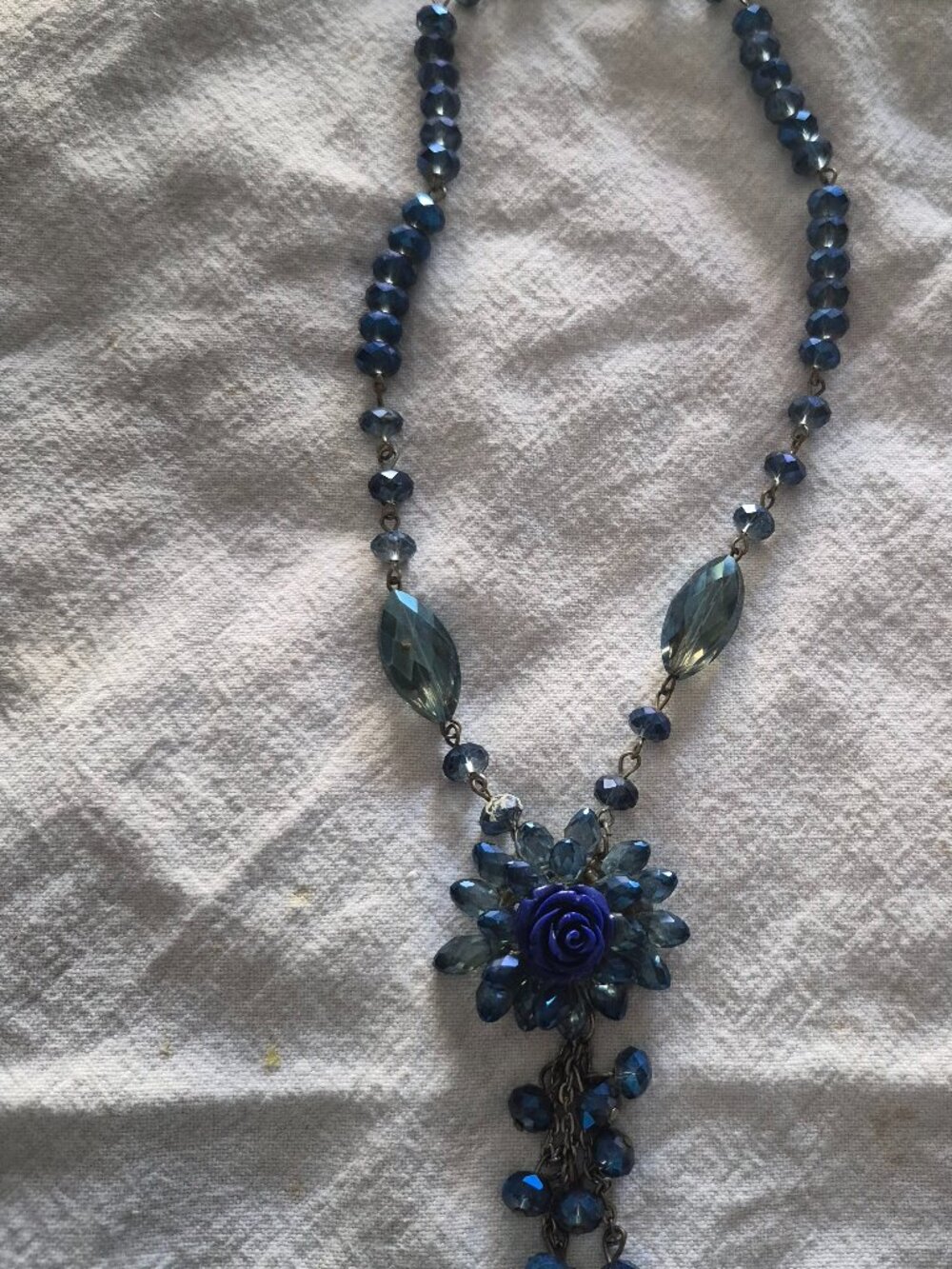 Beautiful blue glass Cookie Lee necklace